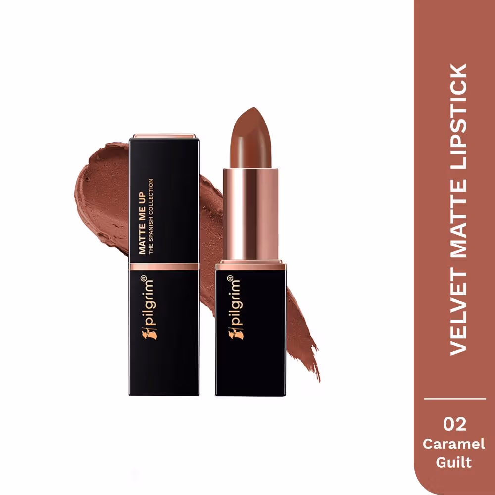 Pilgrim Matte Me Up Intense Colour Transferproof & Smudgeproof Bullet Lipstick – 02 Caramel Guilt